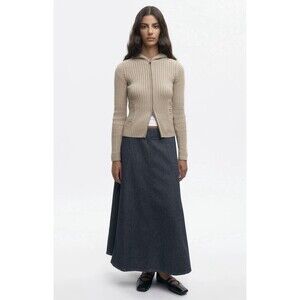 NWT Kotn Wave Midi Denim Skirt Womens Size SP Small Petite